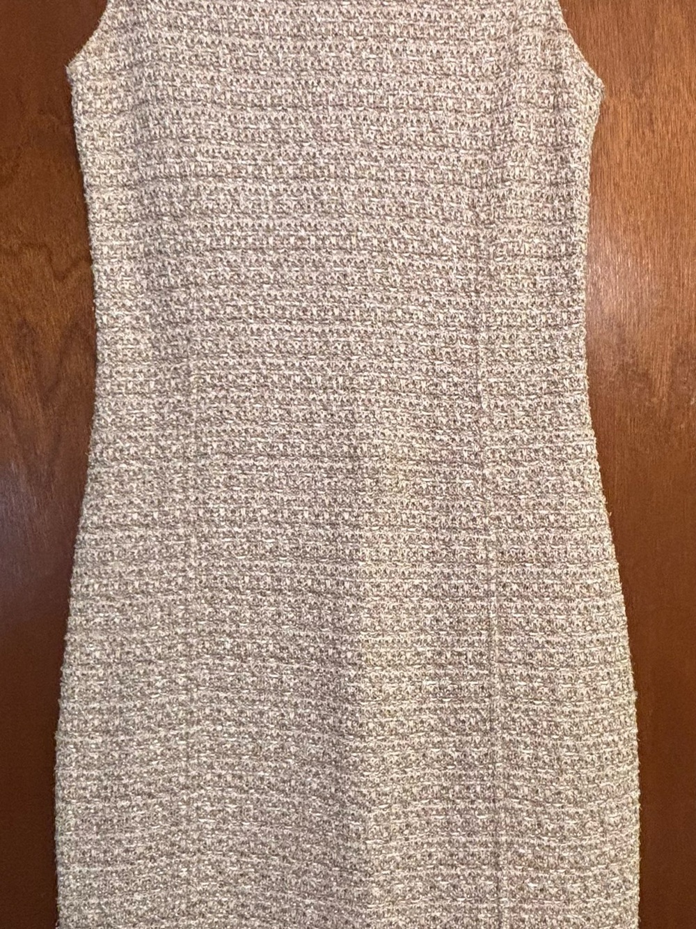 St. John Cream Textured Bouclé Midi Sheath Dress